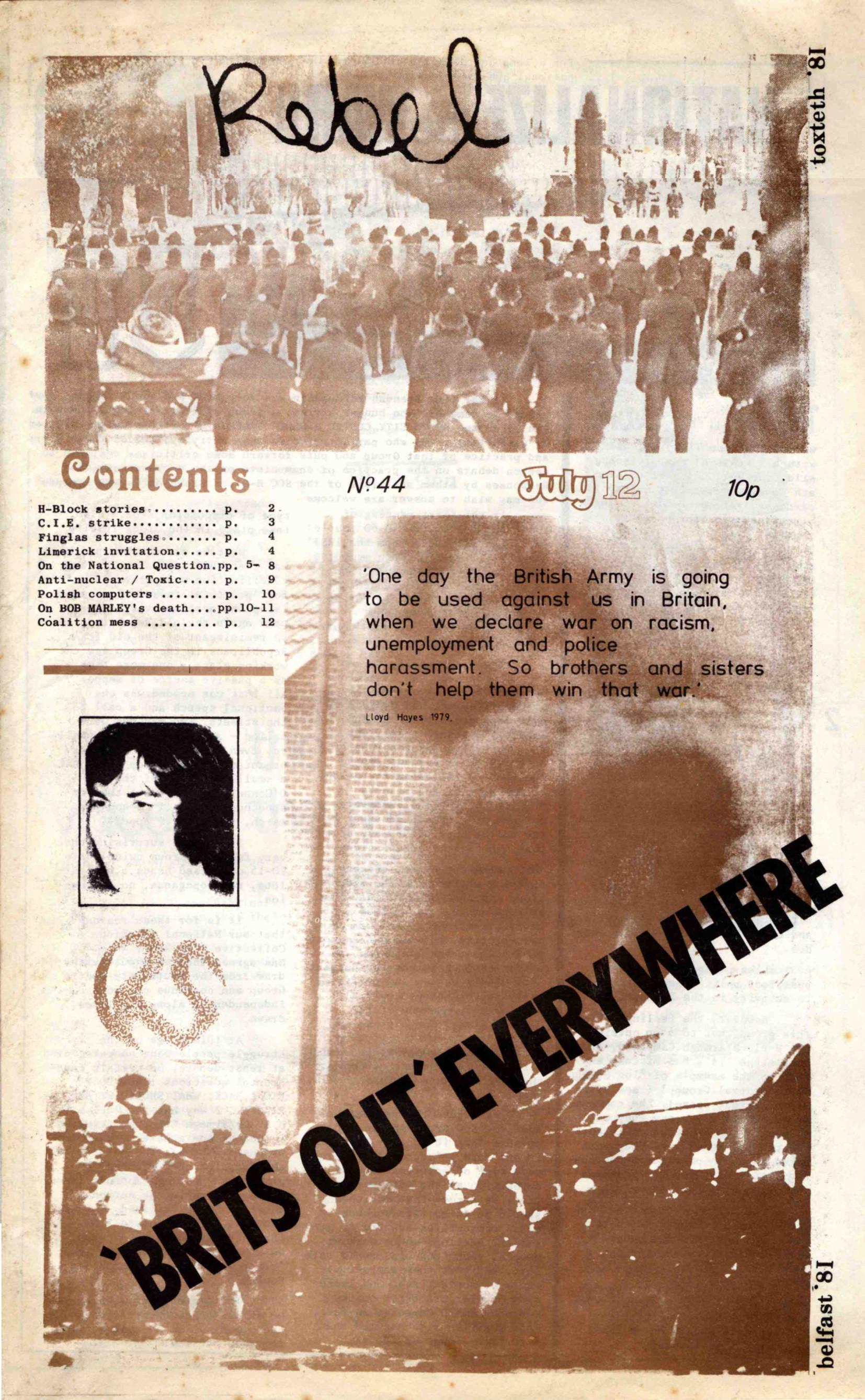 The front cover of Rebel, No. 44, with the headline 'Brits out everywhere'.