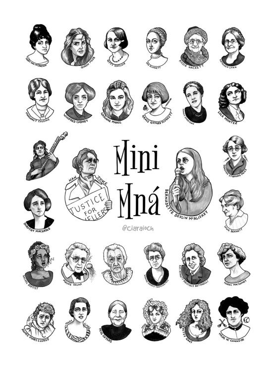 Print of my "Mini Mná" piece featuring 30 notable Irish women from the island's history.